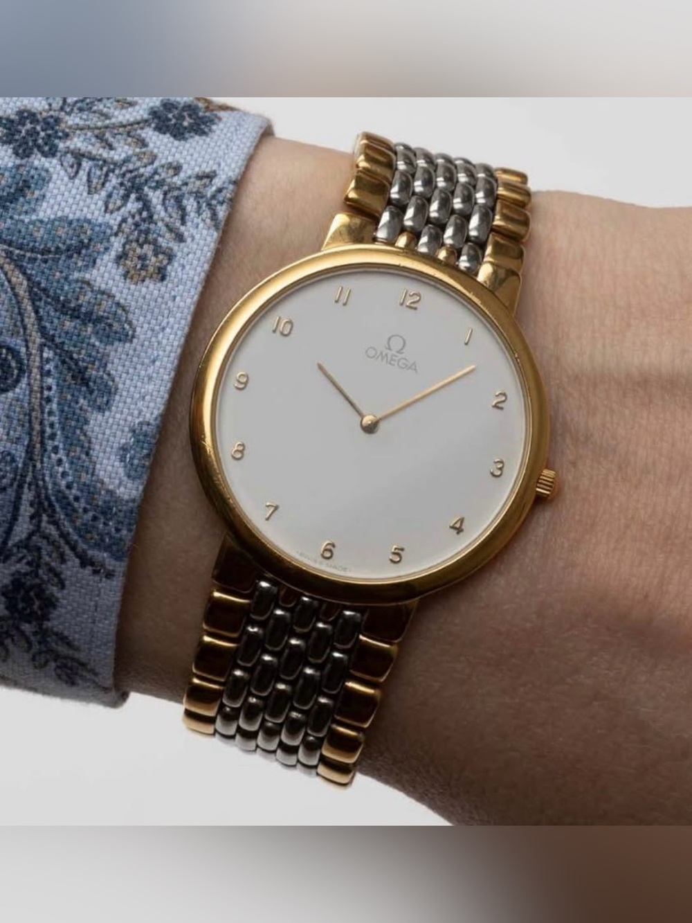 Omega Two-Tone Gold and Silver Dress Wristwatch - White Dial